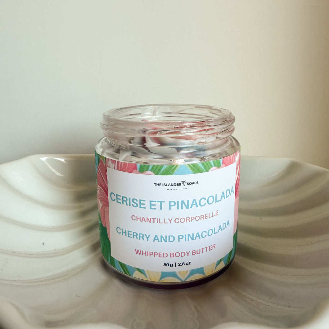 Chantilly corporelle cerise et pinacolada